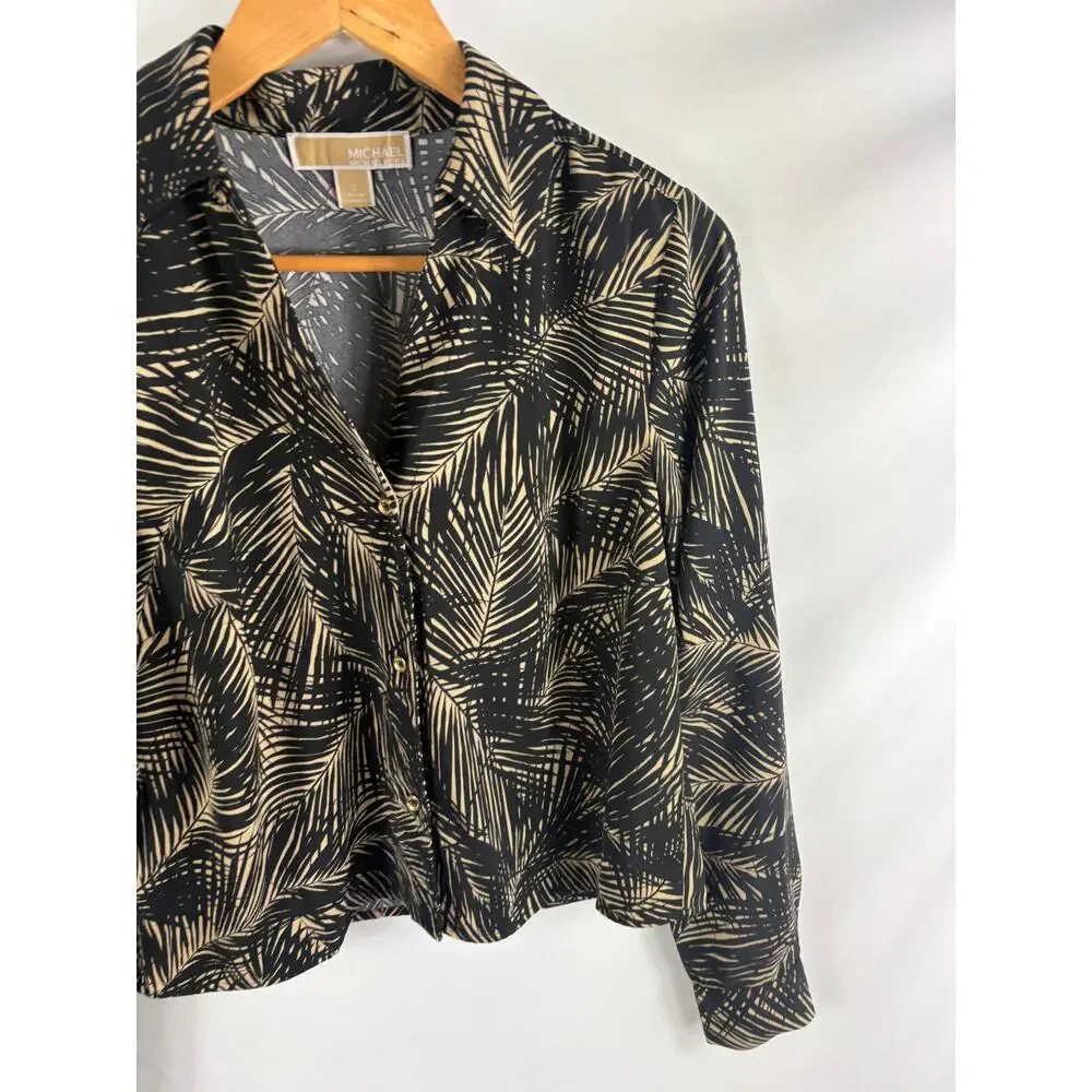 Michael Kors Tropical Print Long Sleeve Button Down Shirt Size Small